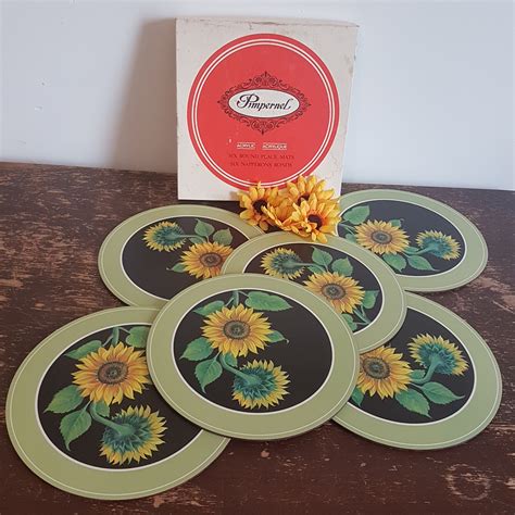 Round Pimpernel Sunflower Placemats Set Of Vintage Etsy Canada