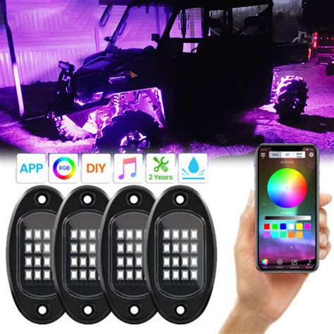 Pods Rgb Led Rock Lights App Control For Utv Pickup Rzr Wagon Multi