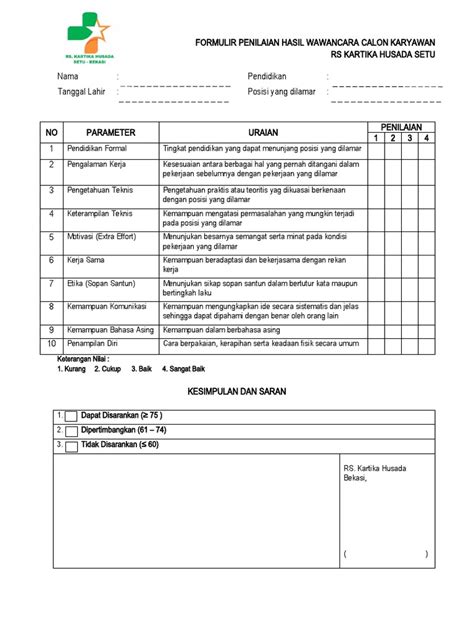 Form Penilaian Wawancara New Pdf