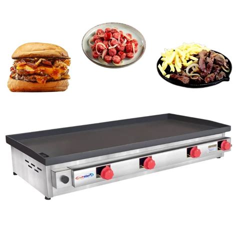 Qual A Melhor Chapa Para Lanches Profissional - Chapa Chapeira para Lanches Porções Profissional a Gas 80x40 cm Com 5mm ...
