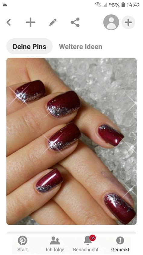 Red And Silver Nails Dark Red Nails Maroon Nails Burgundy Nails Red