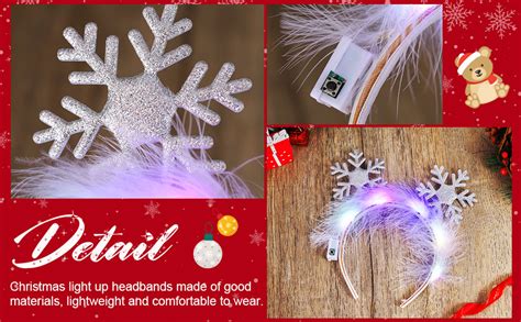 GORTIN Light Up Christmas Headband LED White Snowflake Headbands