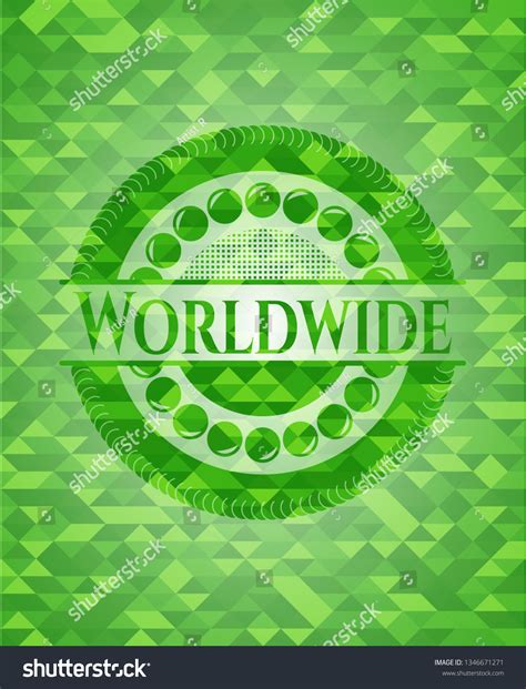 Worldwide Realistic Green Emblem Mosaic Royalty Free Stock Vector