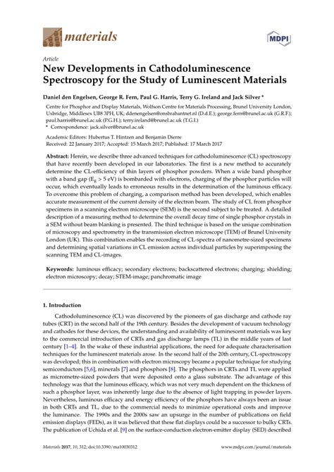 (PDF) New Developments in Cathodoluminescence Spectroscopy for the ...