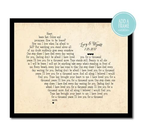 Customized Anniversary Wedding T Any Song Lyrics Wall Etsy