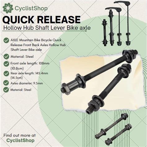 Axle Mountain Bike Bicycle Quick Release Front Back Axles Hollow Hub