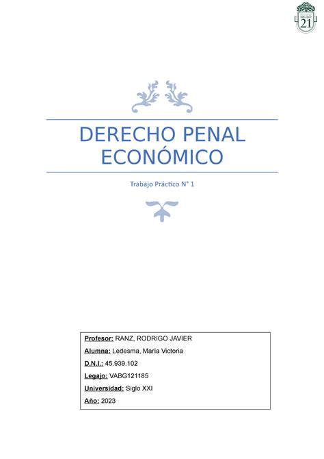 Derecho Penal Econ Mico Tp Derecho Penal Econ Mico Trabajo Pr Ctico