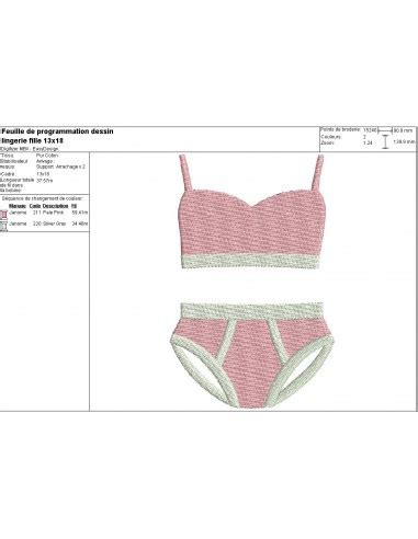 Motif De Broderie Machine Lingerie Fille