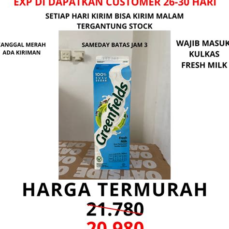 Jual V44859 Greenfields Fresh Milk 1 Lt Liter Seliter Susu Segar