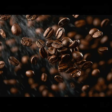 Premium AI Image | A black and white photo of coffee beans and a black background.