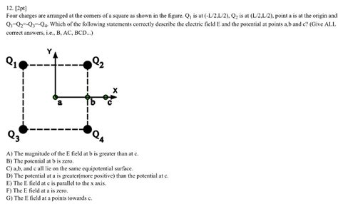 Solved 12 2pt Four Charges Are Arranged At The Corners Of