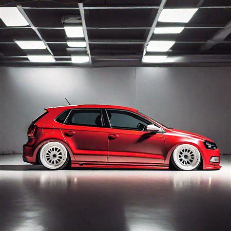 Slammed Vw Polo With White Vossen Wheels Glossy Red