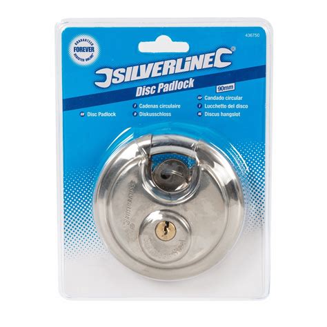 Silverline Roestvrijstaal Discus Hangslot Rond 90mm Inclusief 3