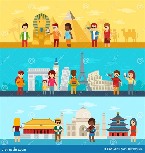 People Travel Around World, Tourists Looking and Taking a Picture of