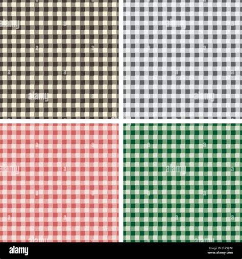 Seamless Checkered Patterns In Four Colors Vector Illustrations Stock