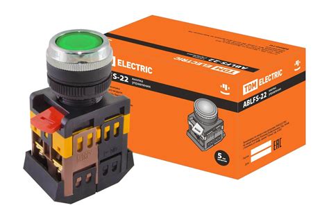Кнопка ABLFS-22 зеленый d22мм неон/230В 1з+1р TDM SQ0704-0009