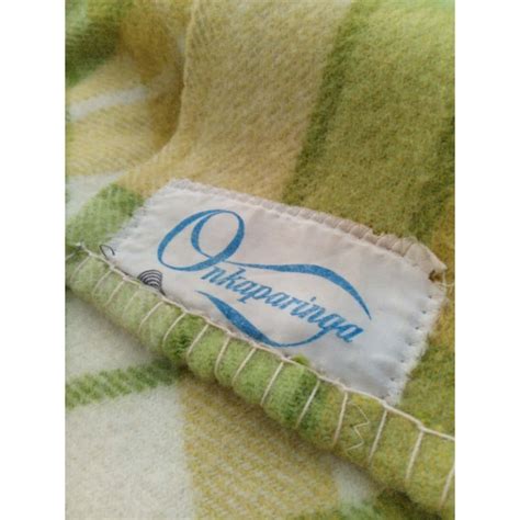 Vintage Onkaparinga Pure New Wool Blanket Yellow Green S