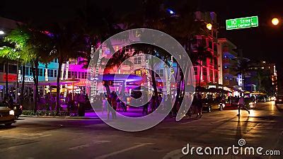 Nightlife at Ocean Drives Street, South Beach, Miami. Stock Video ...