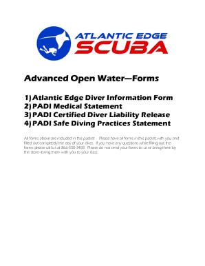 Fillable Online Atlantic Edge Dive Center Refresher Course Diver Forms