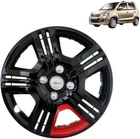 PRIGAN Wheel Cover For Maruti Wagon R LXI 13 Inch Black RED Wheel Cap