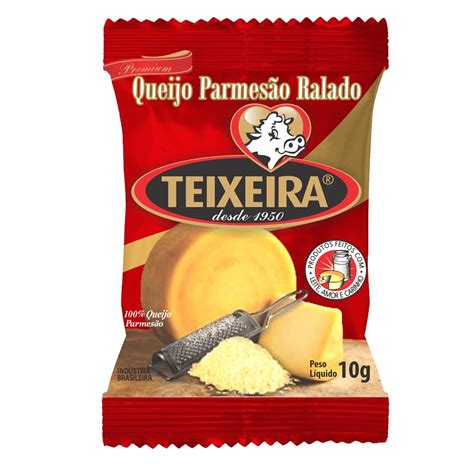 Queijo parmesão ralado premium teixeira sachê 10G caixa 100 unidades em