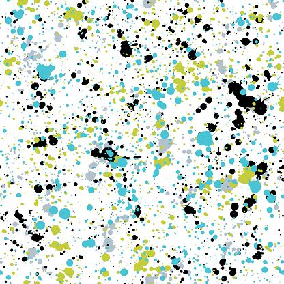 Hand Drawn Paint Splashes Textures Vector Seamless Pattern Stock