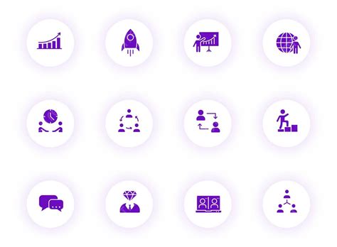 Purple Teamwork Icons For Web Mobile And Print Vector App Vector