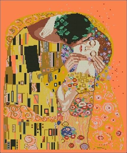 The Kiss By Gustav Klimt Cross Stitch Design Free Cross Stitch Patterns