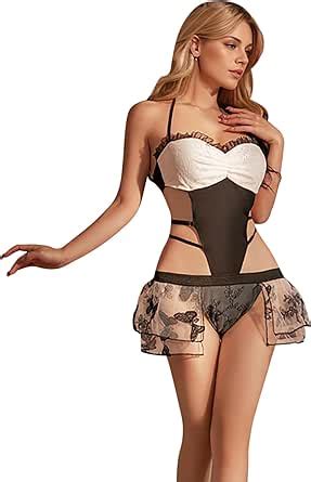 Amazon Womens Sexy Babydoll Dress Plus Size Boudoir Lingerie Dress Crotchless Teddy Set