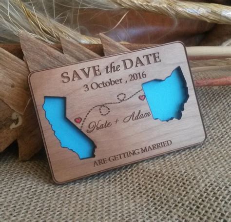 State Love Wood Save-The-Date Magnets 100/ Destination Wooden Magnets ...