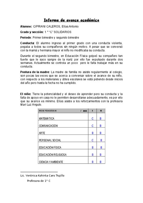 Informe Escolar Plantillas