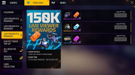 How To Get FFWS Live Watching Rewards In Free Fire MAX India Server