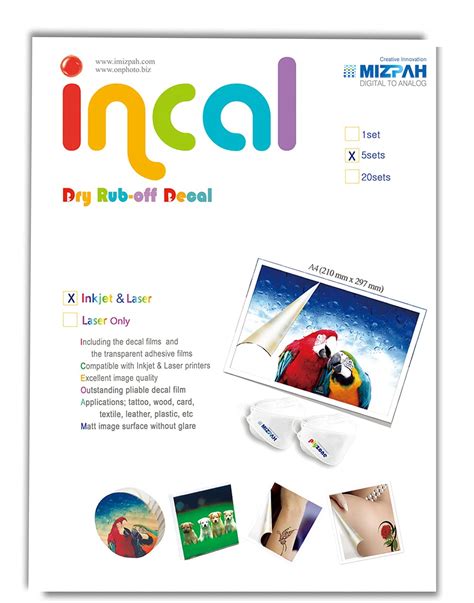 Buy Incal Dry Rub Off Decal Film For Inkjet Printer Sets A