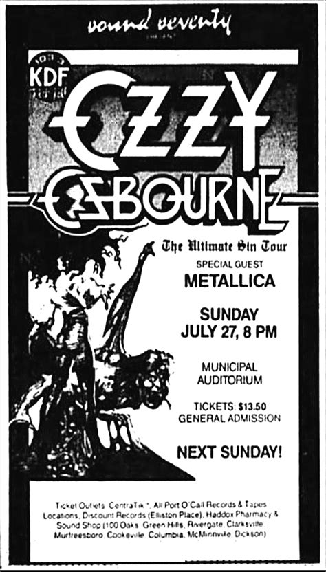 Ozzy Osbournes 1986 Concert And Tour History Concert Archives