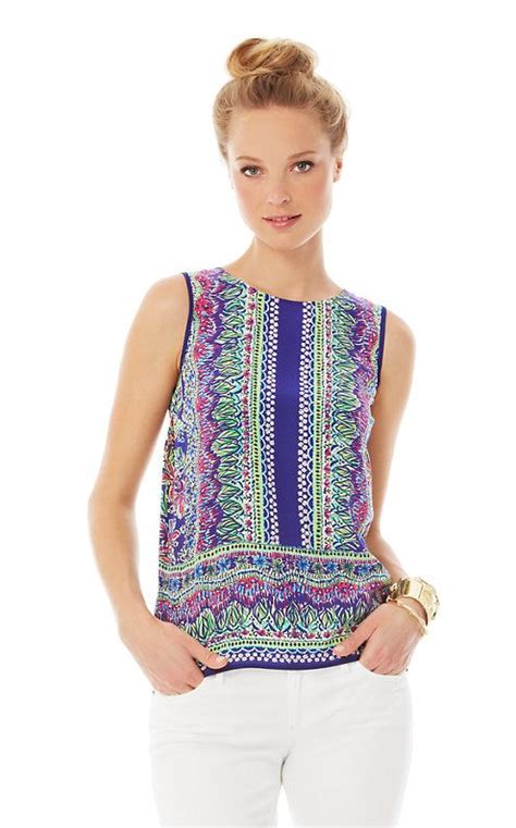 Iona Sleeveless Silk Shell Lilly Pulitzer Sleeveless Tank Top