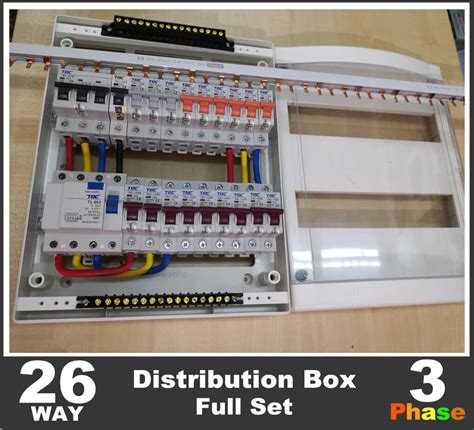 26 WAY 3 PHASE Distribution Box DB Full Set 4P 63a RCCB 0 3ma C W