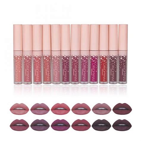 12PCS Matte Lipsticks Waterproof Lipstick Lip Sticks Cosmetic Easy To ...