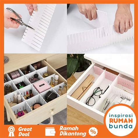 Jual Sekat Laci Pembatas Pemisah Penyekat Laci Serbaguna Drawer Diy