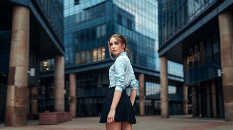 Schoolgirl Shirt Georgy Chernyadyev Braids Skirt Plaid Women