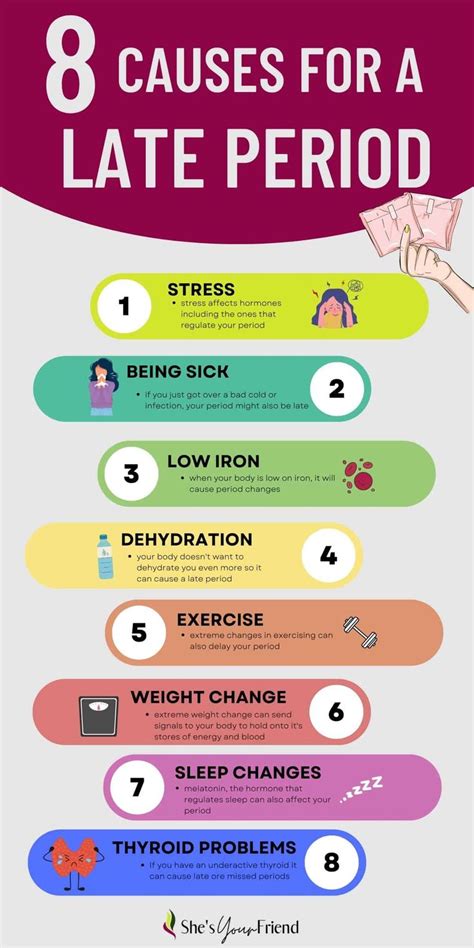 Infographic Showing Eight Different Causes For A Late Period Including