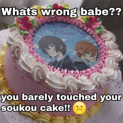 A Cake With Two Anime Characters On It That Says What S Wrong Bake