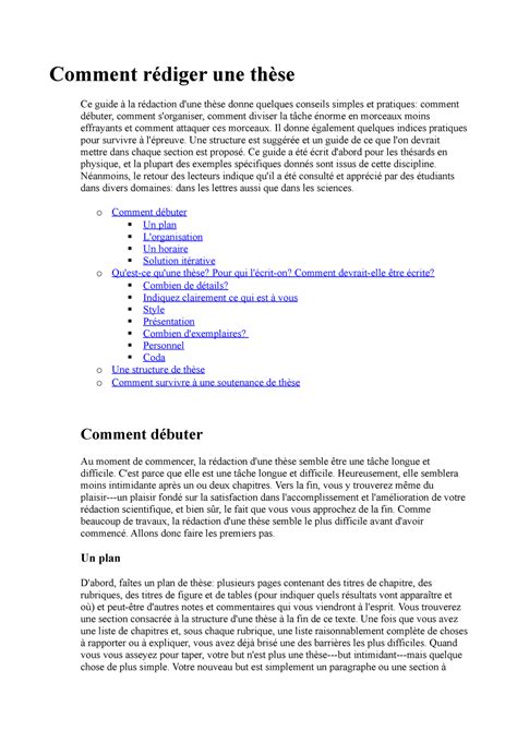 Conseil thése rédaction Comment rédiger une thèse Ce guide à la