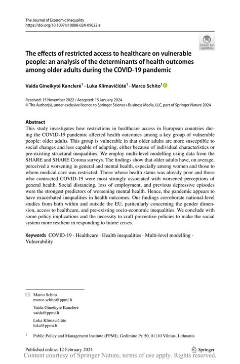 The Effects Of Restricted Access To Healthcare On Vulnerable People An