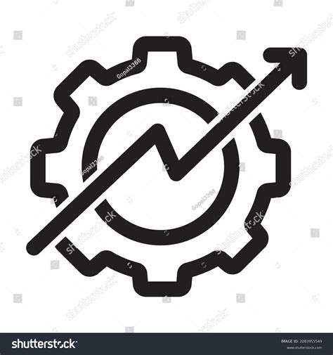 Productivity Icon Cogwheel Arrow Sign Representing Stock Vector