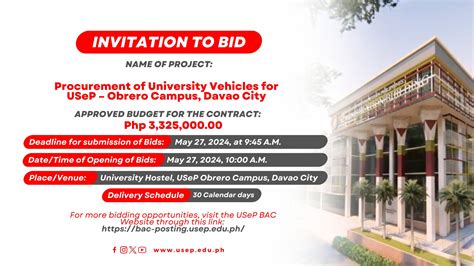 INVITATION TO BID Procurement Of University Vehicles For USeP Obrero