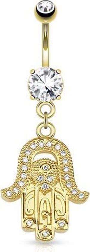 Navelpiercing Gold Plated Hamsa Hanger 14kt Bol