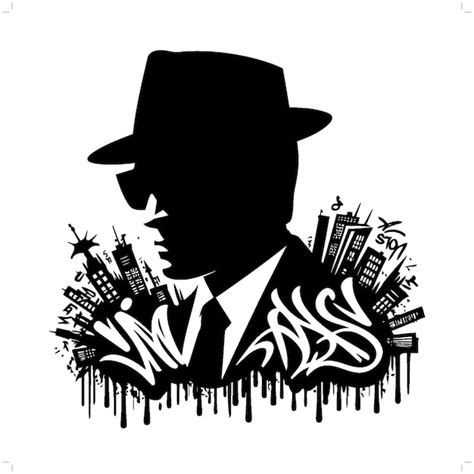 Premium Vector Mafia Gangster Silhouette People In Graffiti Tag Hip