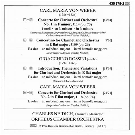 Release Weber Clarinet Concertos Concertino Rossini Introduction