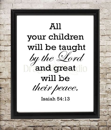 Isaiah Bible Verse Print Taught Of The Lord Printable Etsy