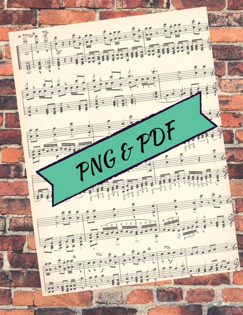 Music Printable-digital Sheet Music Printables-4 Pages, Ephemera, Junk ...